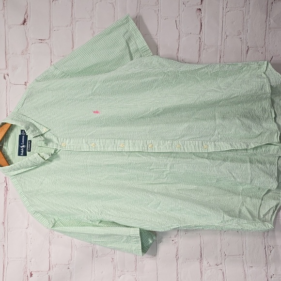 Vintage Ralph Lauren Classic Fit Seersucker Short Sleeve Shirt Mens Size XL - Picture 3 of 10